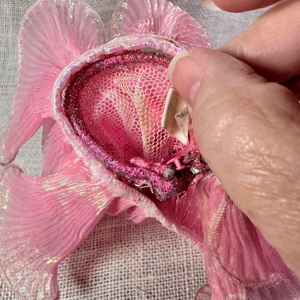 Vintage Barbie Kitty‎ Black Perkins Mattel Pink Iridescent Sequin Gown Dress